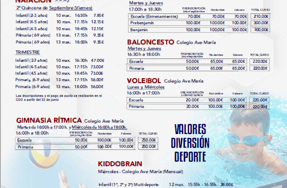 Inscripciones deportivas para el curso 2026-27